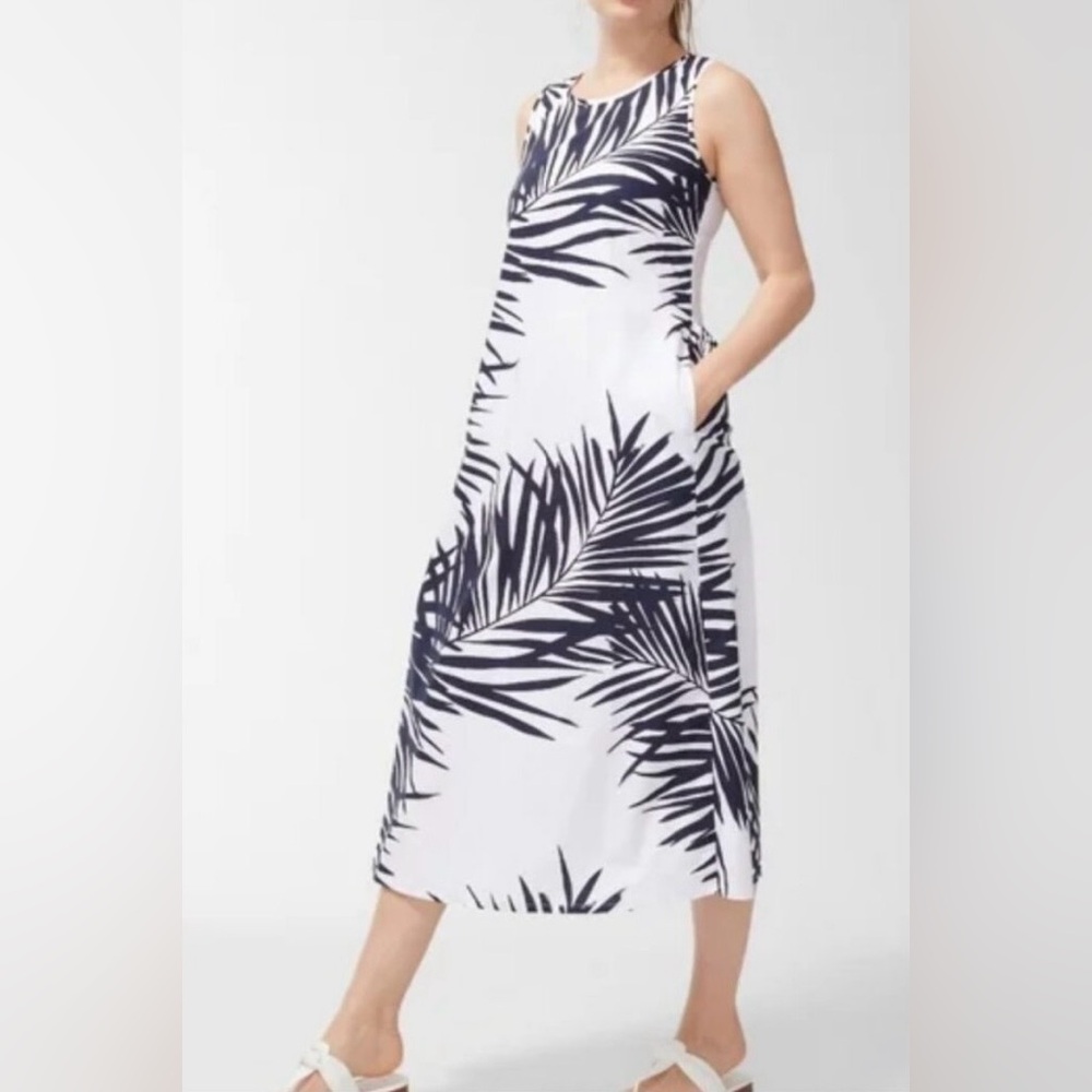 Chico’s Sleeveless Tropical Print Dress 100% Pima Cotton Size 16 Resort Cruise
